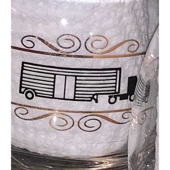 Vintage Trucks Low Ball Roly Poly Crystal Glasses Set Tractor Trailers - Picture 4 of 11
